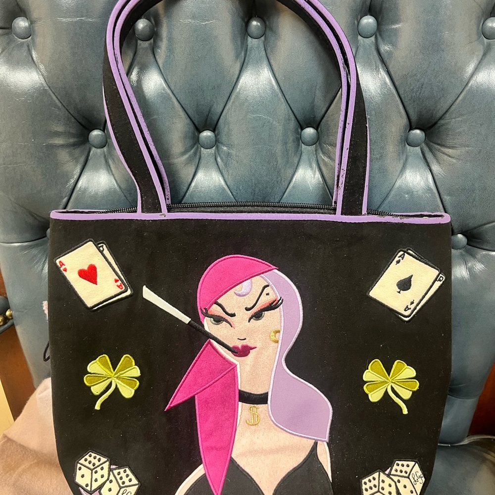 Lulu Guinness Black and Pink Whimsical Tote